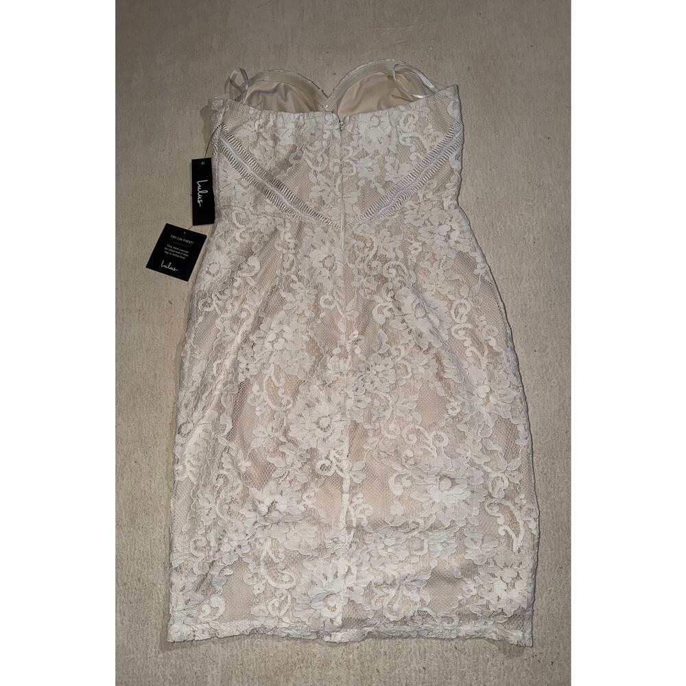 Lulus women’s NWOT white lace strapless mini dress - Picture 13 of 15